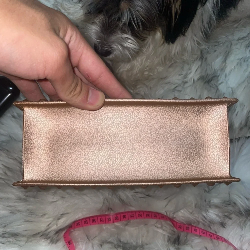 Rose gold studded jelly purse spiked bag top handle crossbody bag rockstud bag - Picture 4 of 12